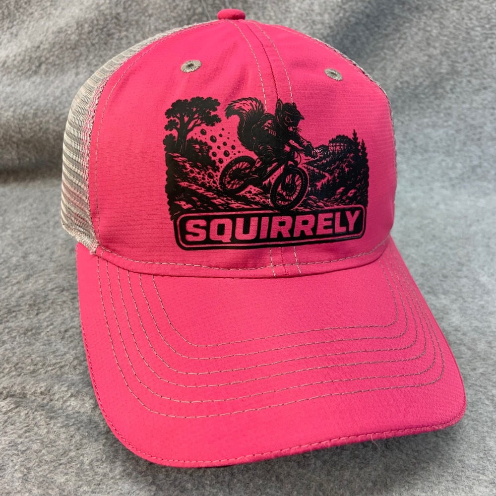 Squirrely Mountain Bike Unisex Pink Headsweats Trucker Hat Snapback OSFM